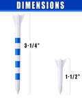 170 Pack Pro 4 Prong Golf Tees With Line Marking System Blue Three And Quarter Inch Plastic Tees dimensions with two sizes shown