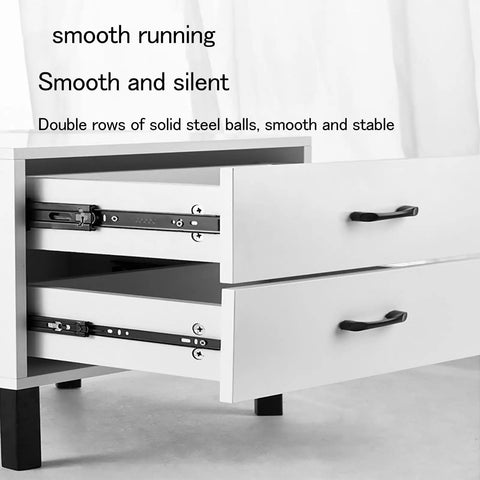 20-Pair Soft Close Side Mount Drawer Slides Full Extension Telescopic Cabinet Rails shown in white cabinet with smooth glide dampers.