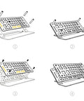 Assembly steps for Desk Top Aluminum Alloy Screwdriver Rack And Tool Organizer With 45 Degree Tilt in four stages