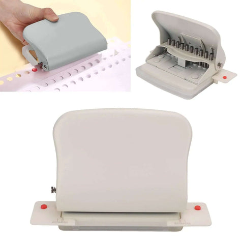 Heavy Duty Metal Hole Punch For Home Office Desk, 10 Hole Punch That Punches Up To 10 Sheets, handheld desktop paper punch in white