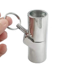 Marine Grade 316 Stainless Steel Handrail Fitting With Folding Swivel Connector For 1 Inch OD Boat Tubing 180 Degree Inline Joint Mirror Finish, Saltwater Ready And Highly Durable, shown with key ring