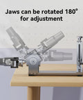 3 In 1 Laser Rotary Attachment For Engraving Cylindrical Objects Like Wine Glasses Tumblers Mugs And Rings showing 180° jaw rotation