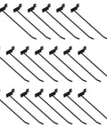 20 Pcs Black Iron Slat Wall Panel Hooks With 4mm Rod Thickness And Burr Free Finish, displayed in rows on white background.
