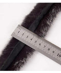 Lux Real Rabbit Fur Trim Pelt In Black 3m Long By 6cm Wide premium rabbit hide skin with ruler for size reference