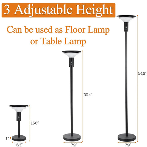 Solar Powered Outdoor Floor Lamp for Patio and Garden, Waterproof IP44 Cordless Rechargeable Lamp with Three Modes, Height Adjustable view