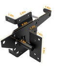 Heavy Duty 304 Stainless Steel Self Locking Gate Latch Hardware Two Sets With Top Notch Frosted Black Finish Rust Proof, detailed view with dimensions.