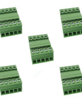 5 Pin Screw Terminal Block Connector With 3.81 Millimeter Pitch 300 Volt 8 Amp For 28 16 AWG Wire No Soldering Needed Easy Clamp Terminal Pack Of 5 Built To Last, showing five green blocks