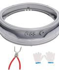 Premium Knockout Heavy Duty Door Gasket Replacement For Lg And Kenmore Front Load Washers showing rubber boot seal and installation tools.