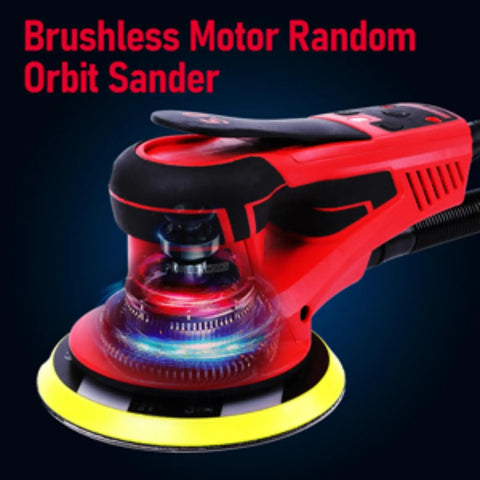 Heavy Hitter Electric Random Orbital Sander With 350W Brushless Motor And 10000 RPM For Quick Woodworking Carpentry Polishing Delivers Glassy Smooth Finishes Every Session Comes Loaded With 12 Premium Grit Sanding Papers Shop Tough Build