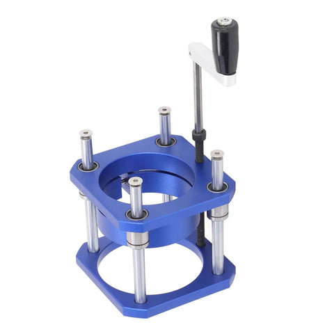 Precision Adjustable Router Table With 0 To 54mm Lift System And Sturdy Aluminum Base, blue router insert clamp for woodworking.