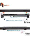 Installation steps for Soft Close Barn Door Kit With Spring Buffer Damper For 40 To 80 Lbs Doors, Hole Free Sliding Hardware.