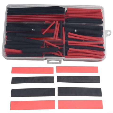 Big Shot Heat Shrink Tubing Kit 150 Pieces Black And Red Polyolefin Wire Cable Sleeves 2 To 1 Ratio Heavy Duty Electrical Insulation Protector For Thick Cables And Bundles Plus Diy Projects And Repair Work, assorted sizes in storage case