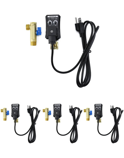 Set of Four Automatic Timed Condensate Drain Valve One Half Inch AC 110V Two Way Direct Acting with Adjustable Times US Plug