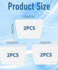 Six Piece Plastic Notched Glue Spreader Kit With Half And One Inch Teeth For Epoxy Resin Putty Hardwood Flooring Smooth Glide Design Reusable Spreaders dimensions displayed on blue background.