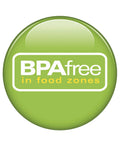 Green icon showing 'BPA-free in food zones' indicating safe materials for Electric Tea Kettle 1.7 Liter Cordless Boiler With 1500 Watts.