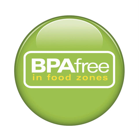 Green icon showing 'BPA-free in food zones' indicating safe materials for Electric Tea Kettle 1.7 Liter Cordless Boiler With 1500 Watts.