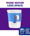 Slim Water Filter Pitcher With 8 Cup Capacity For Dorms And Mini Fridges Compact Design Dishwasher Safe Fast Filtration Includes One Filter For Cleaner Great Tasting Water Blue
