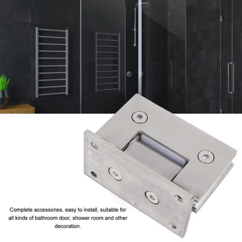 Tough Double Open Shower Door Hinge Stainless Steel Brushed Finish for easy installation with glass in bathroom settings.