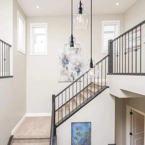Glass Pendant Light Fixtures Set For Dining Room And Kitchen Island Dope Modern Hanging Cluster Chandelier With 3 Lights Adjustable Height Linear Barn Ceiling Light in elegant foyer