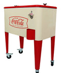 Creamfish 60-Quart Vintage Style Wheeled Cooler With Split Top Lids For Outdoor Patio Porch Insulated, Coca-Cola branding