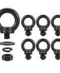 Beefy 6 Pack M8 X 0.55 Inch Stainless Steel Eye Bolts With Nuts And Lock Washers, Black Shouldered Lifting Kit For Marine Use