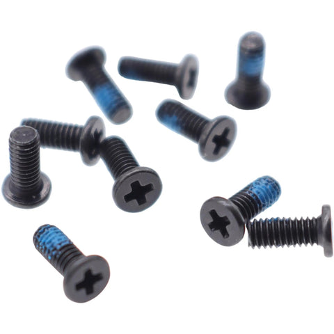 Premium 10 Pack M2.5 X 6.0mm Phillips Flat Head Replacement Screws for Dell Hp Asus Lenovo Acer laptops, black screws with blue threads.