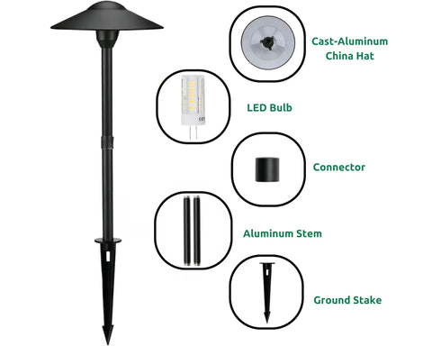 Low Voltage 12V 3W Landscape Path Lights Warm White Waterproof Outdoor Replaceable G4 LED Bulb Black 2 Pack components