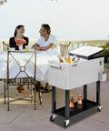 80 Quart Rolling Ice Chest Cooler Cart With Shelf And Bottle Opener Portable Patio Party Bar Beverage Cooler On Wheels for poolside gatherings
