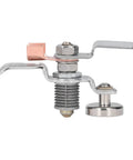 Heavy Duty 200 Amp Magnetic Welding Ground Clamp With RunOn Tab And Brass Nose Connector, detailed view of metal components.