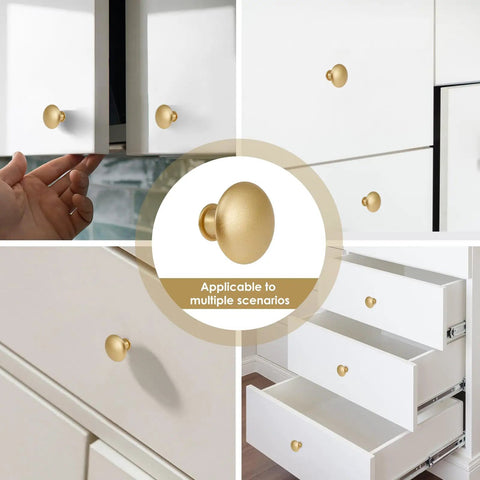 50 Pack Gold Round Cabinet Knobs 30mm Drawer Knobs Bulk Set With Screws on white kitchen drawers