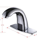 Hands Free Touchless Bathroom Sink Faucet With Motion Sensor Auto Water Flow Chrome Finish Includes Hole Cover Plate Easy Install Water Saving Auto Tap For Modern Home Bath Powder Room showing dimensions