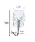 MOVELYST 15 clear wall hook with metal hook and plastic base, front view