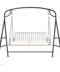 Front view of a heavy duty metal swing frame with A-frame stand for lawn garden backyard porch, side bars, three ring design.