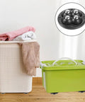 6 Pack Stick-On Adhesive Mini Swivel Caster Wheels For Furniture And Appliances on basket and green box
