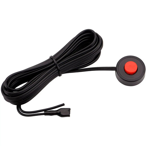 Button switch and wire from 12V Air Horn Wiring Kit For Cars, Trucks And Boats With Button Switch, Harness, Relay, Grille Mount Blast Tone Horns