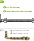 Comparison of 304 stainless steel gate hinge set M12 by 8 inch J bolt against a rust-prone welded hinge.