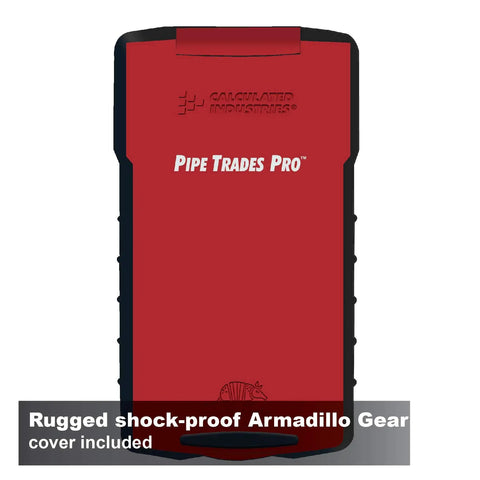 Pipe Trades Pro Advanced Layout And Design Calculator For Pipefitters Steamfitters Sprinklerfitters And Welders With Built In Data For Seven Materials Plus in rugged red cover.
