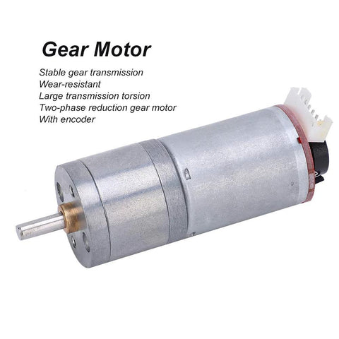 GA25-370 DC gear motor with encoder, stainless steel body, 12V, 300 RPM, left shaft