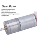 High Torque DC Gear Motor With Speed Encoder For Precise Control, Built To Last Stainless Steel Micro Reduction Geared Motor, Brush DC Motor, 12V, 150 RPM, Copper Winding, Reversible Rotation, Durable, Smooth Performance