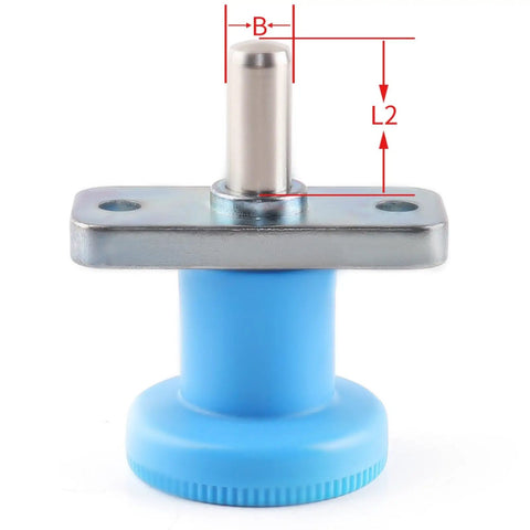 Heavy Duty Indexing Plunger Flange Mount M6 Plus M8 Plastic Knob Spring Pin, detailed view showing shaft and flange.