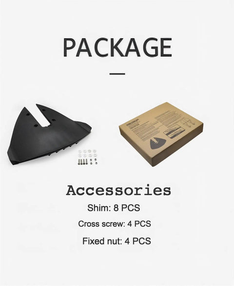 Whale Tail Hydrofoil Surfboard Stabilizer For Small Outboard Motors Package with shims, screws, and nuts.