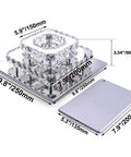Crystal Square Ceiling Light Chandelier With Modern LED Flush Mount Two Layer Design, dimensions and polished steel frame