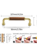 4 Pack 3.8 Inch Gold Walnut Wood Brass Drawer Pull Handles For Dresser Cabinet Wardrobe, dimensions and installation instructions