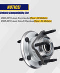 512302 Rear Wheel Bearing And Hub Assembly For 2006-2010 Jeep Commander And 2005-2010 Grand Cherokee With 5 Lug Bolts And ABS