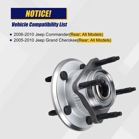 512302 Rear Wheel Bearing And Hub Assembly For 2006-2010 Jeep Commander And 2005-2010 Grand Cherokee With 5 Lug Bolts And ABS