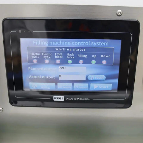Control panel of No Fuss High Performance Desktop Automatic Liquid Filling Machine With Pneumatic Conveyor and Four Head Magnetic Pump.