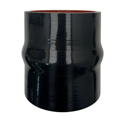 3.0 Inch ID Silicone Hump Hose Coupler With Heavy Duty Clamp Set For Pipes Connecting, 4 Ply Reinforced 5mm Wall, High Temp Performance, 4.0 Inch Length, Durable Industrial Grade Seal For Tough Automotive And Marine Use black silicone hump coupler front view