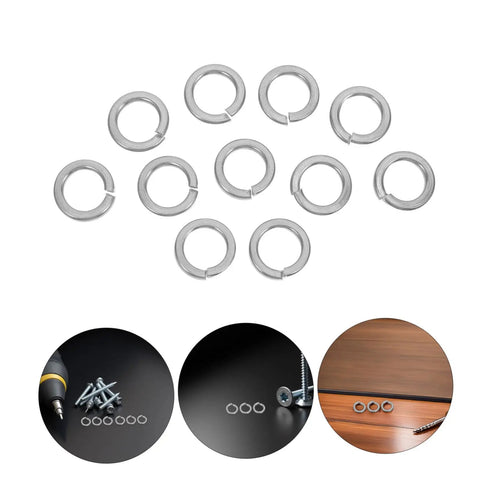 Heavy Duty Stainless Steel Split Lock Washers 100 Piece Assortment Kit For Nuts And Bolts, shown in assorted sizes.