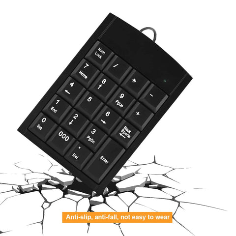 USB Numeric Keypad For Laptop, Portable External Number Pad, Plug And Play, Anti Slip Design, floating on cracked surface