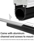Close-up of Heavy-Duty Garage Door Bottom Seal Kit with pre-drilled aluminum track retainer, showing installation method.